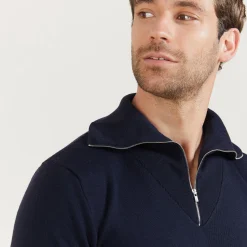 Maison Montagut Pull Col Montant Zippe En Laine Merinos - Mae><noscript><img width=