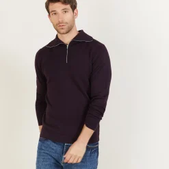 Maison Montagut Pull Col Montant Zippe En Laine Merinos - Mae><noscript><img width=