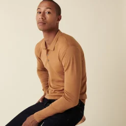 Maison Montagut Pull Col Polo Avec Logo En Laine Merinos - Eni>Homme Pulls