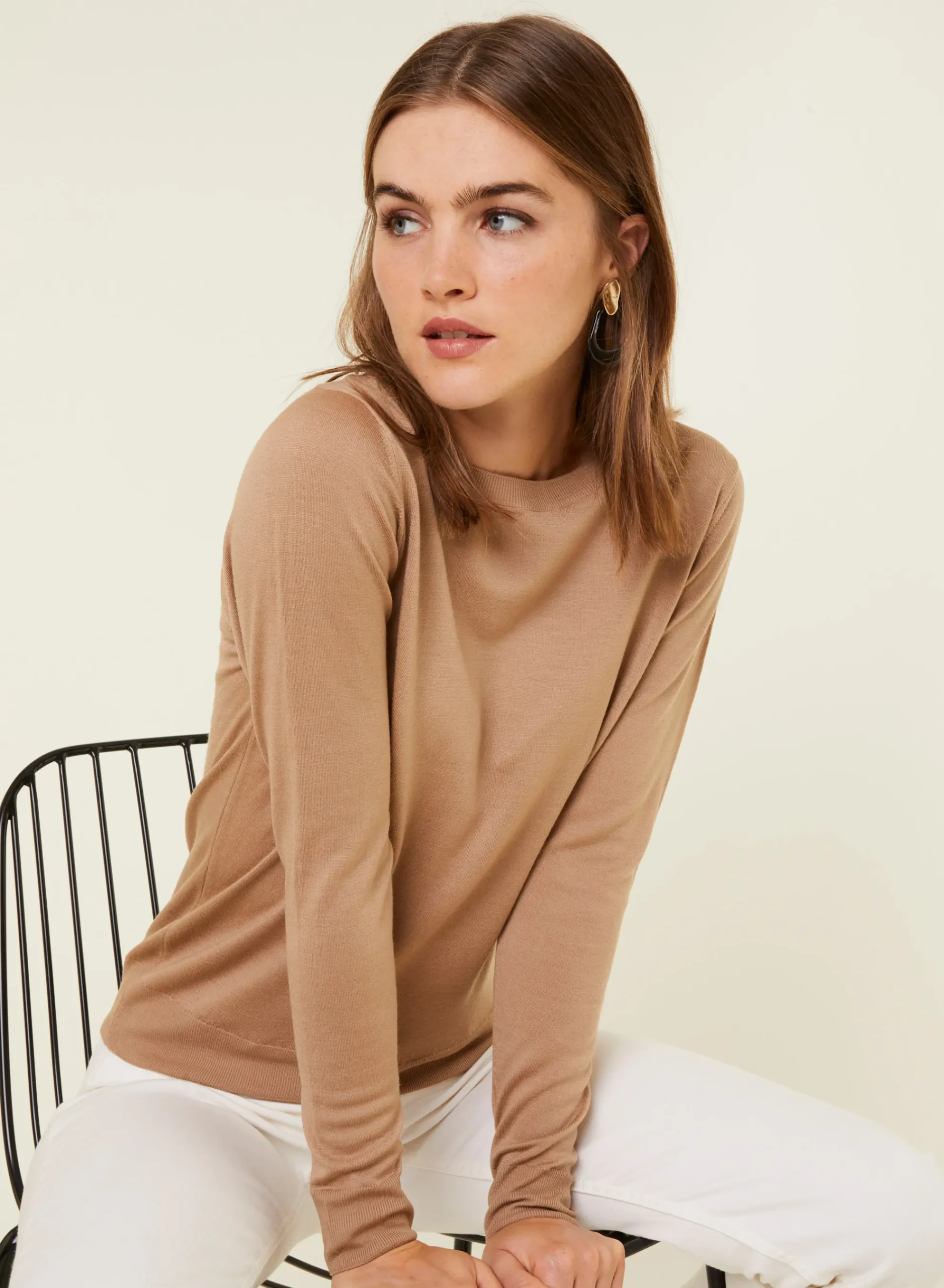 Maison Montagut Pull Col Rond A Point Jersey En Laine Merinos - Asena>Femme Pulls