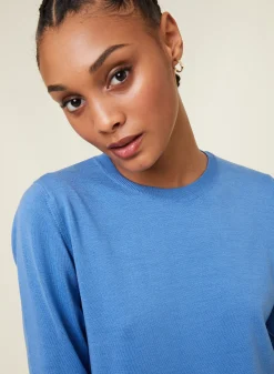 Maison Montagut Pull Col Rond A Point Jersey En Laine Merinos - Asena><noscript><img width=