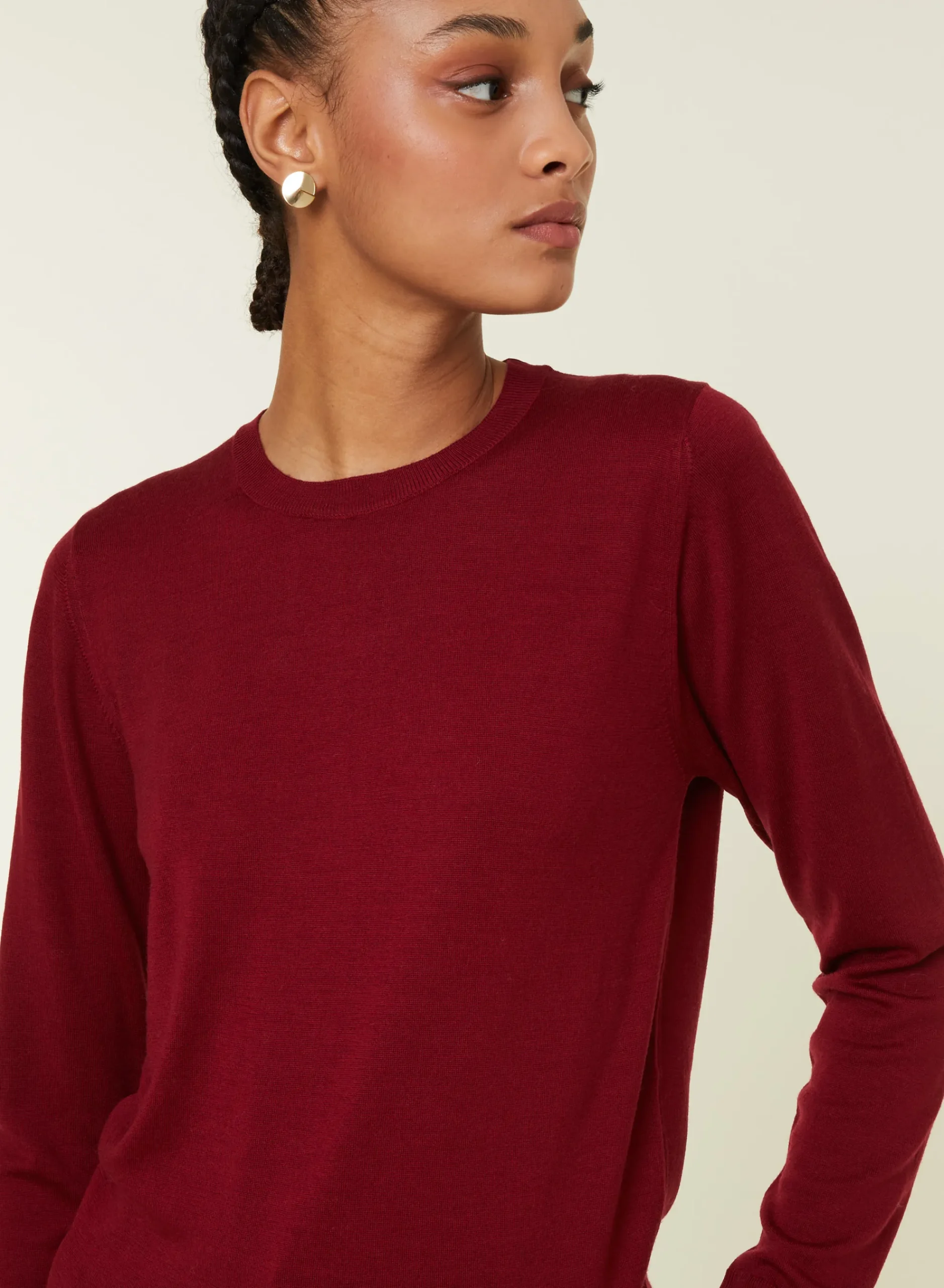 Maison Montagut Pull Col Rond A Point Jersey En Laine Merinos - Asena>Femme Pulls