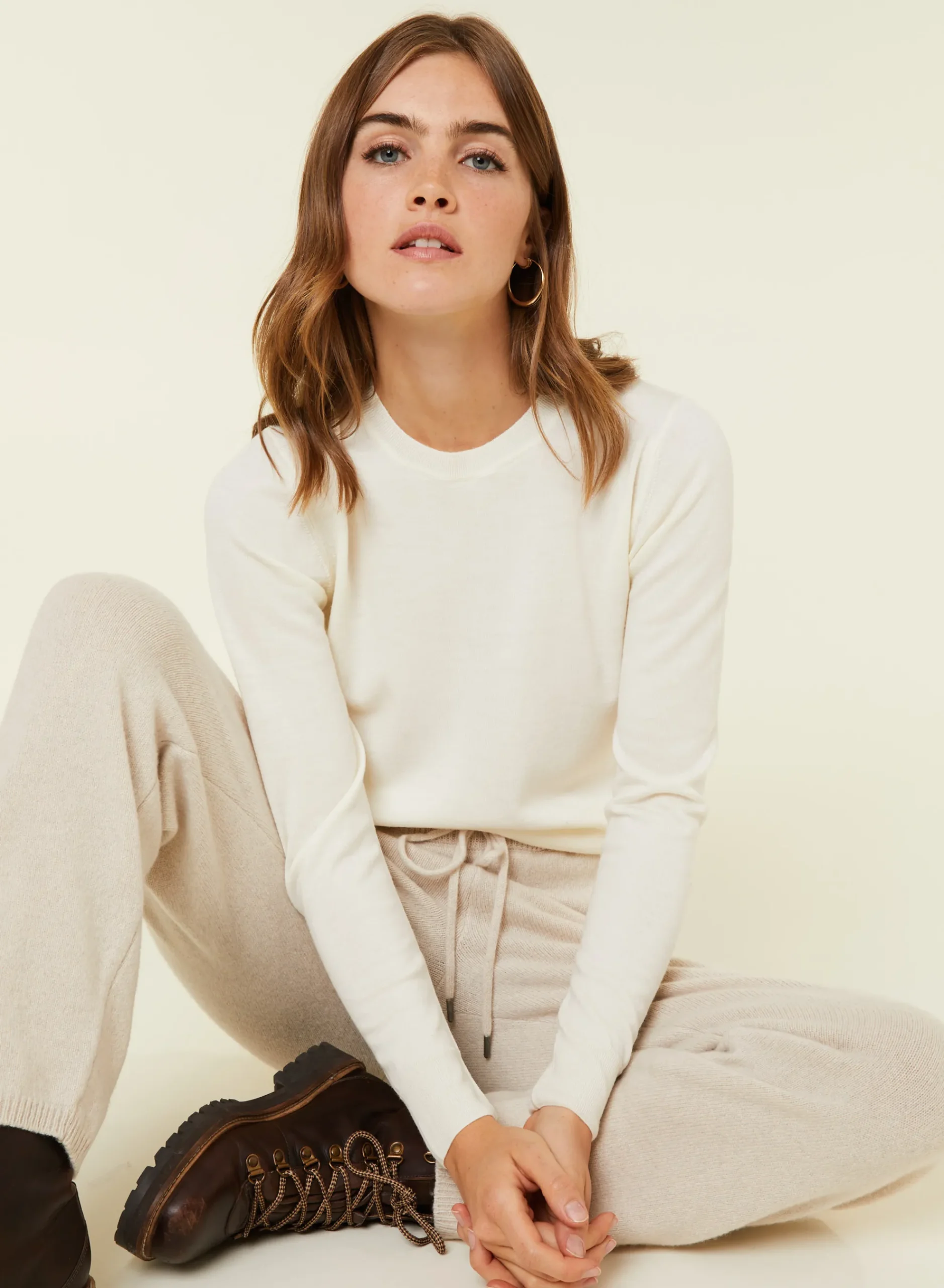 Maison Montagut Pull Col Rond A Point Jersey En Laine Merinos - Asena>Femme Pulls