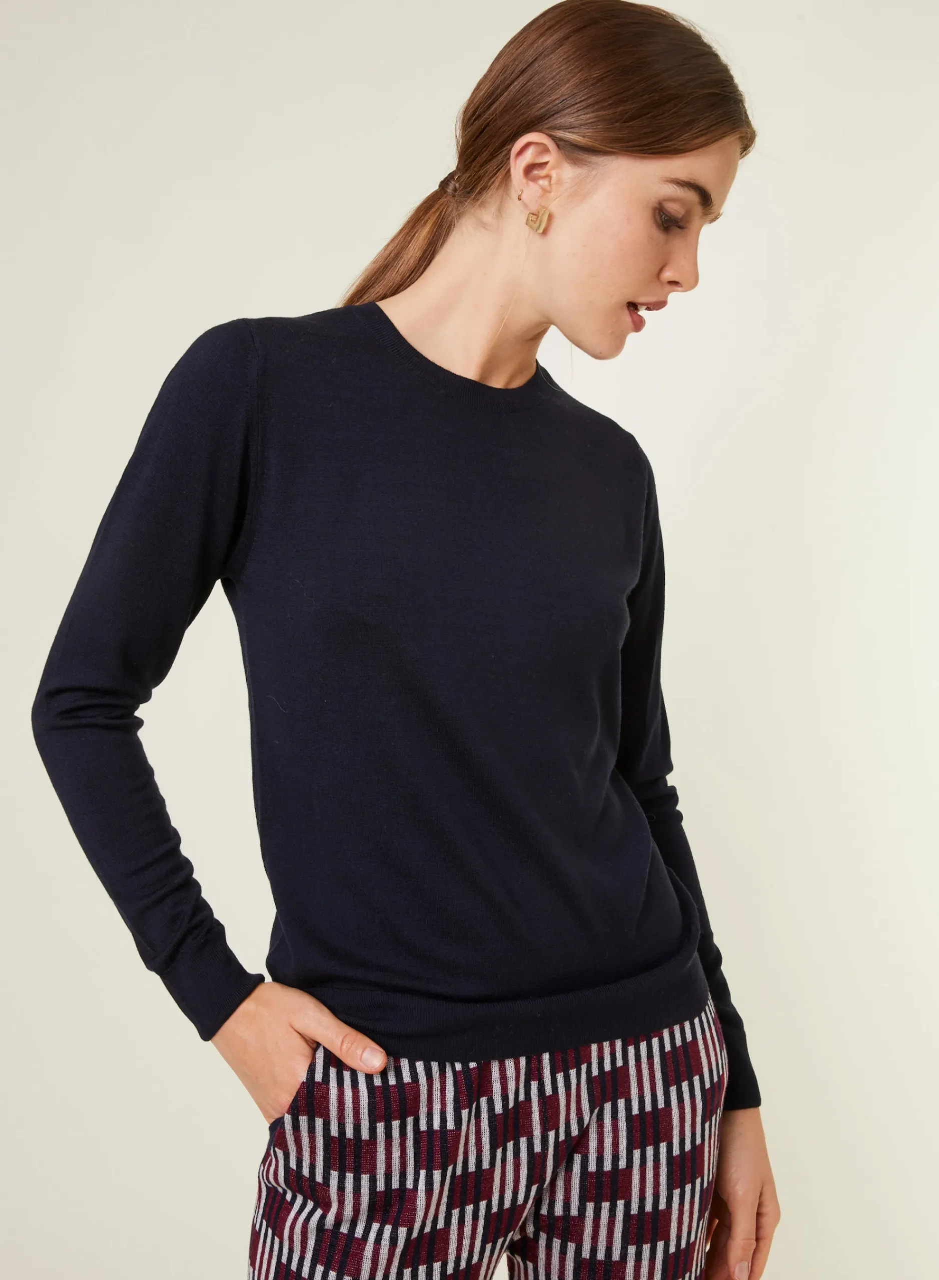 Maison Montagut Pull Col Rond A Point Jersey En Laine Merinos - Asena>Femme Pulls