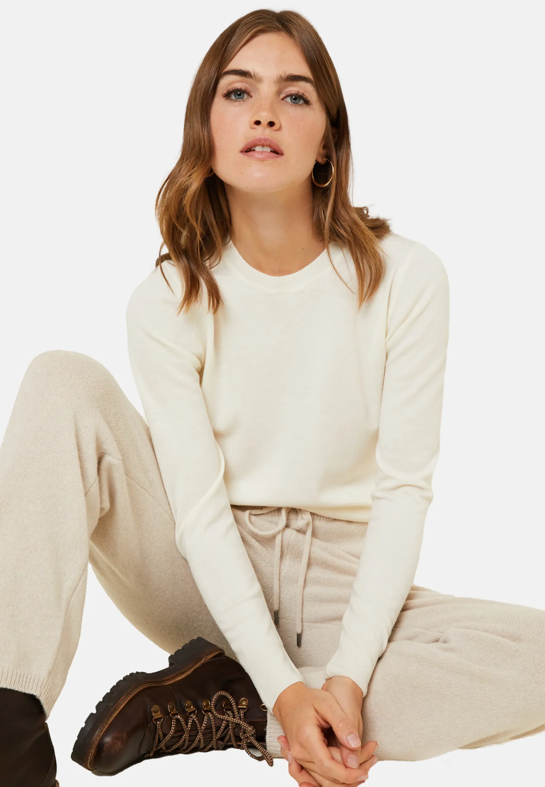 Maison Montagut Pull Col Rond A Point Jersey En Laine Merinos - Asena>Femme Pulls