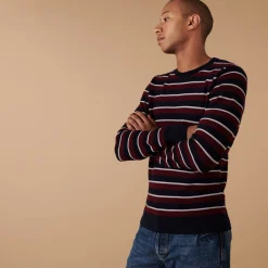 Maison Montagut Pull Col Rond A Rayures En Laine Merinos - Arno><noscript><img width=