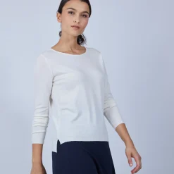 Maison Montagut Pull Col Rond Avec Fentes En Laine Merinos - Betina>Femme Pulls