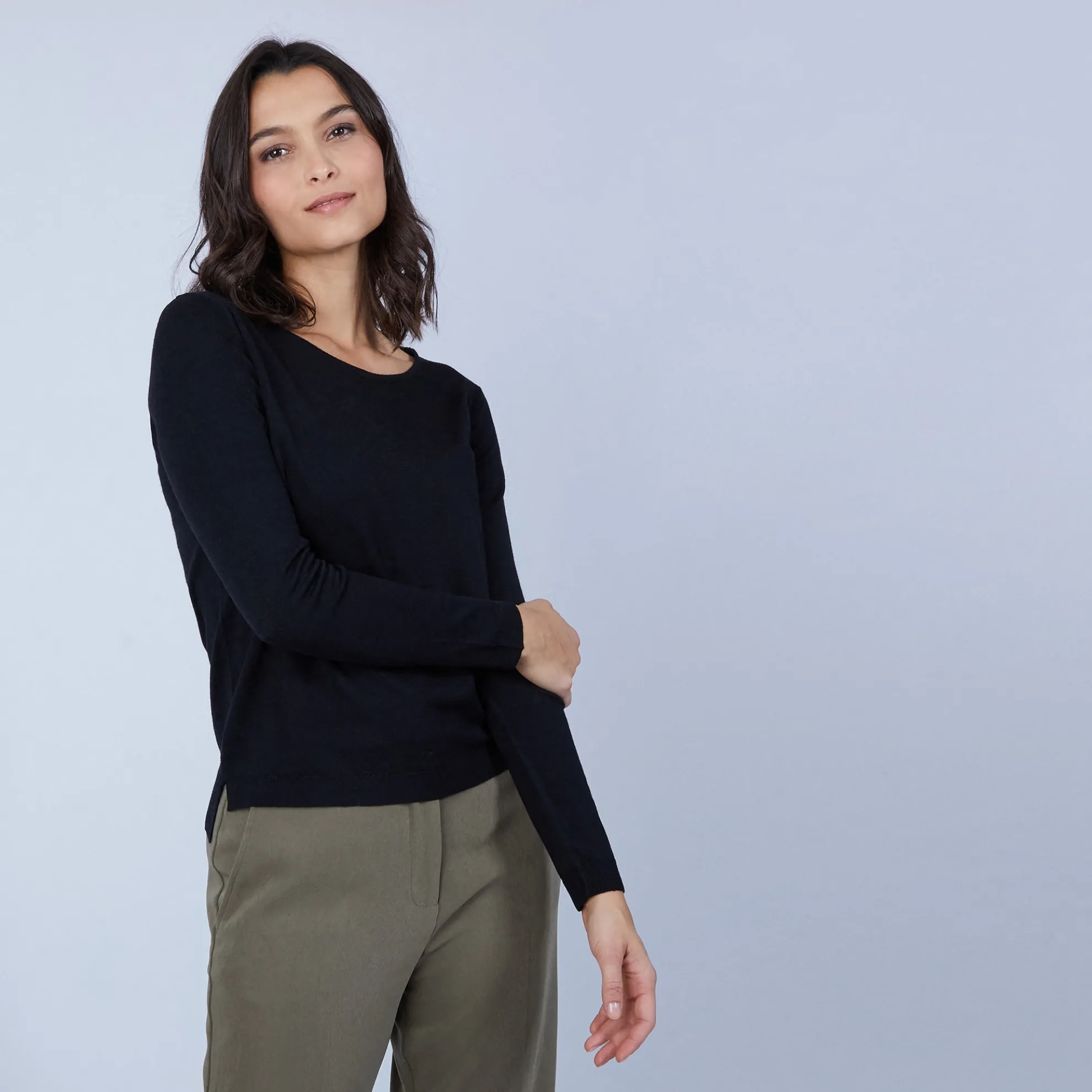 Maison Montagut Pull Col Rond Avec Fentes En Laine Merinos - Betina>Femme Pulls