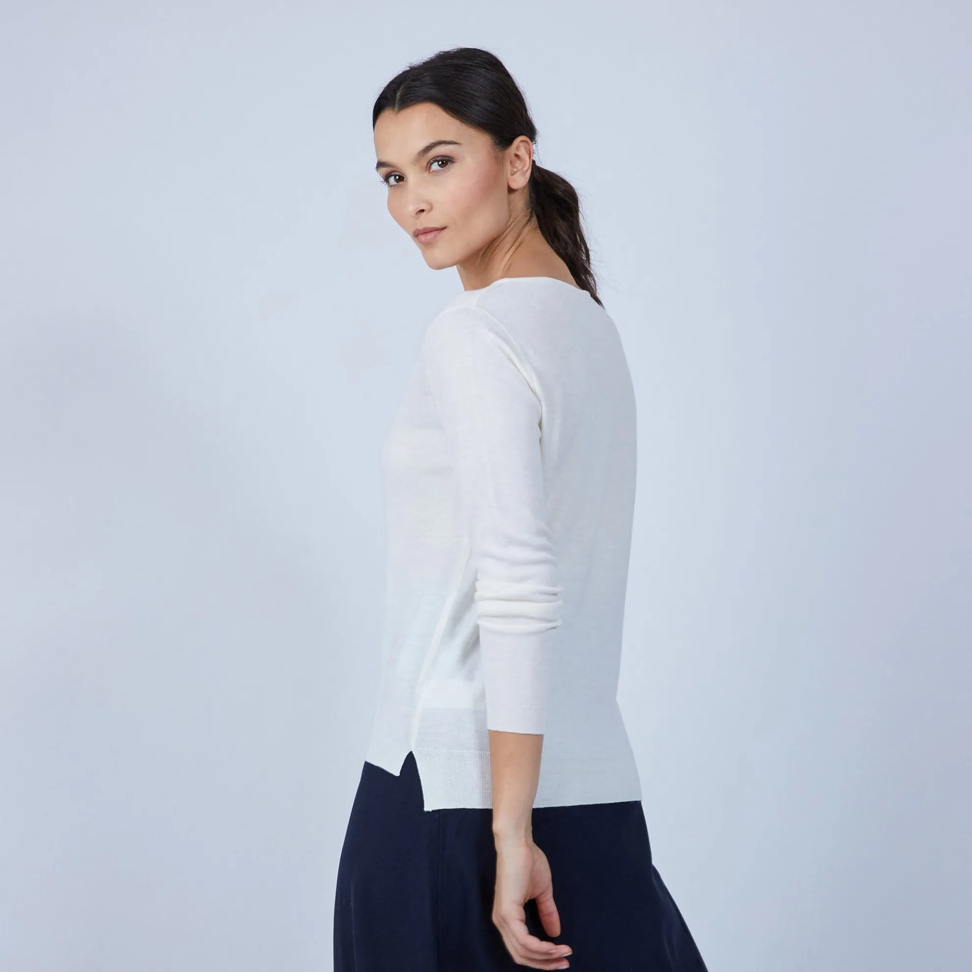Maison Montagut Pull Col Rond Avec Fentes En Laine Merinos - Betina>Femme Pulls