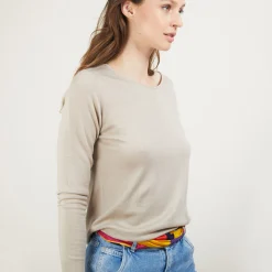 Maison Montagut Pull Col Rond Avec Fentes En Laine Merinos - Betina><noscript><img width=