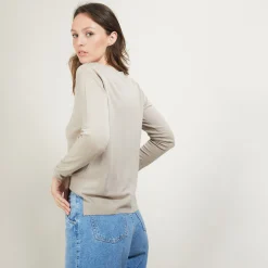 Maison Montagut Pull Col Rond Avec Fentes En Laine Merinos - Betina><noscript><img width=