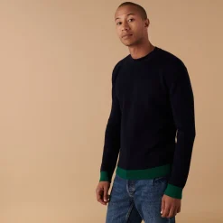 Maison Montagut Pull Col Rond Bicolore En Laine Merinos - Adrien>Homme Pulls