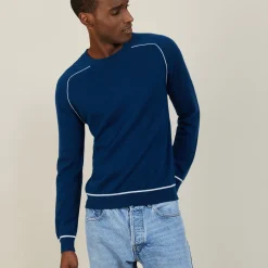 Maison Montagut Pull Col Rond Bicolore En Cachemire Light - Percy>Homme Pulls