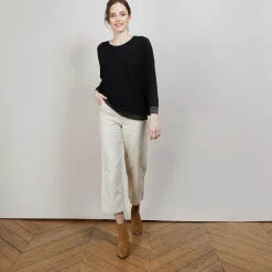 Maison Montagut Pull Col Rond En Cachemire Lin - Ambre><noscript><img width=