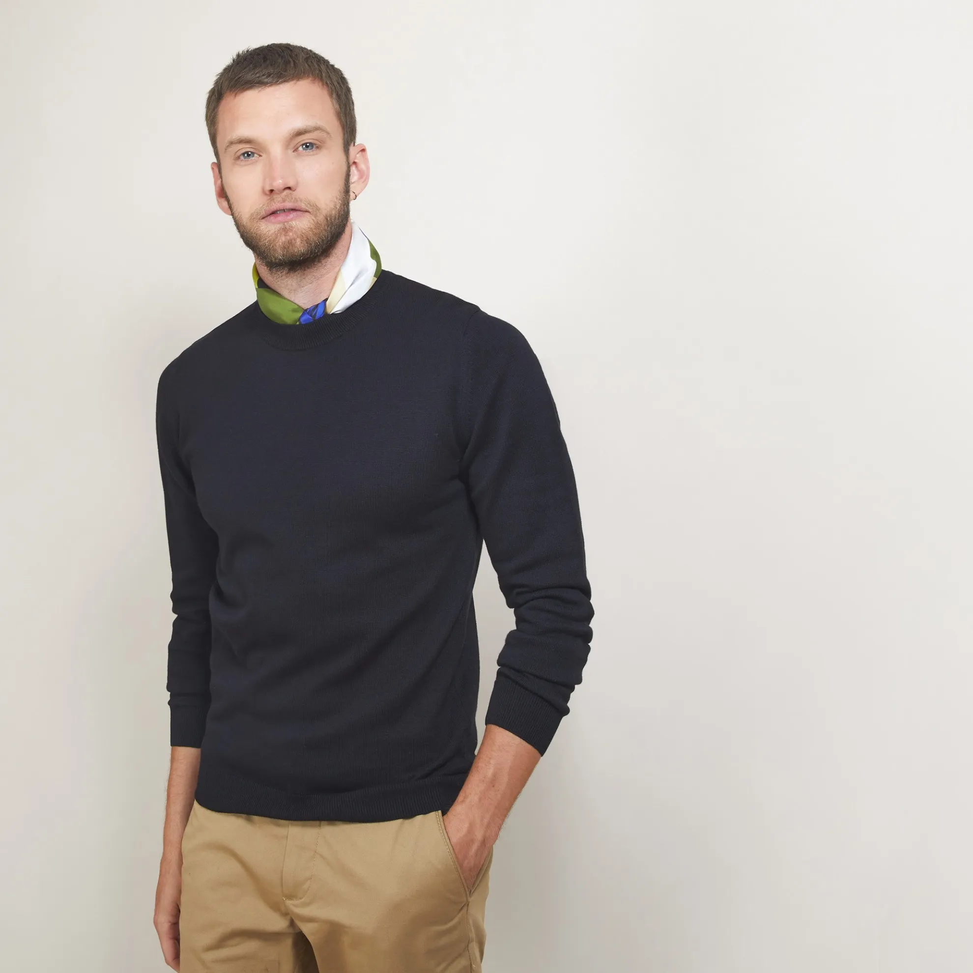 Maison Montagut Pull Col Rond En Coton Cachemire - Burton>Homme Pulls