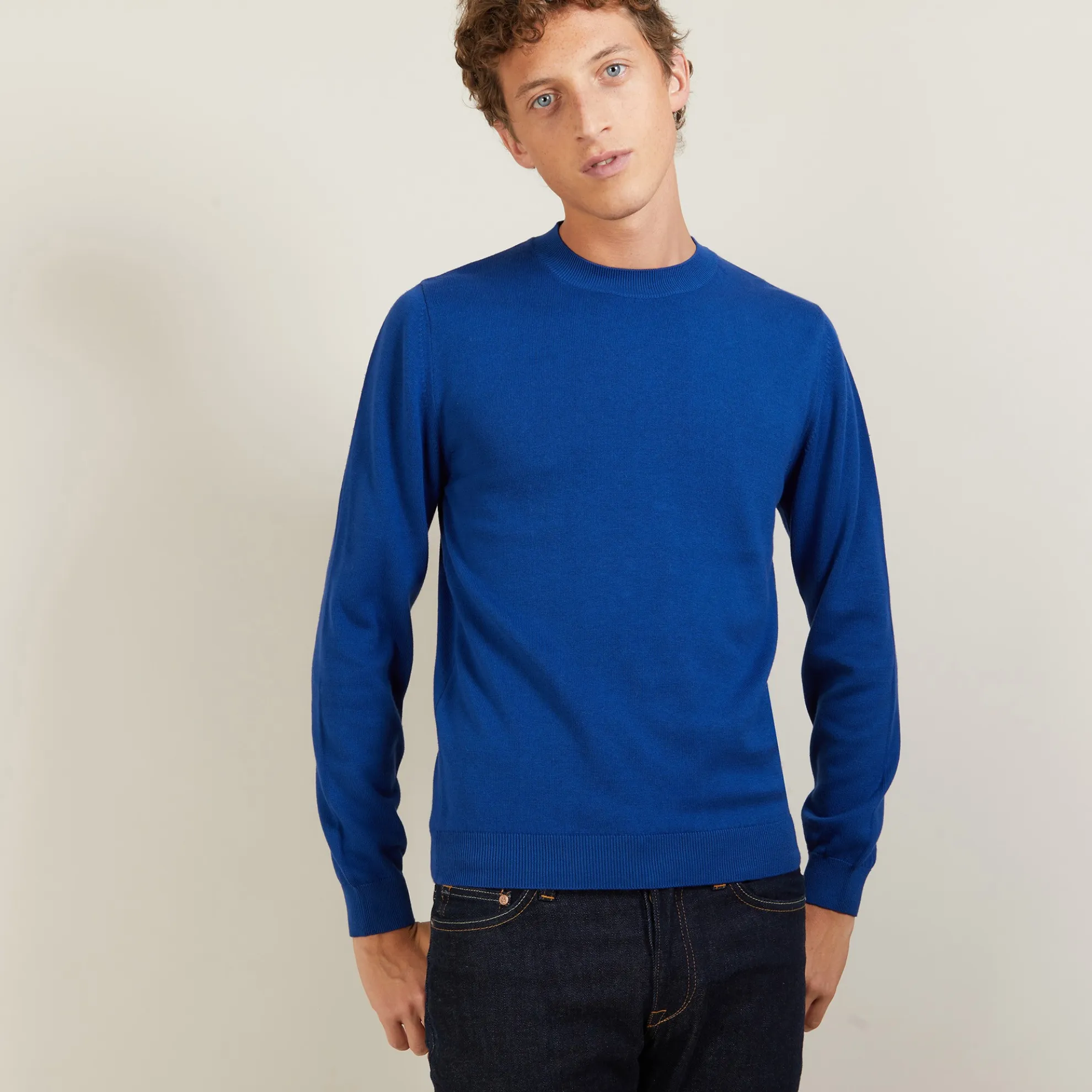 Maison Montagut Pull Col Rond En Coton Cachemire - Burton>Homme Pulls