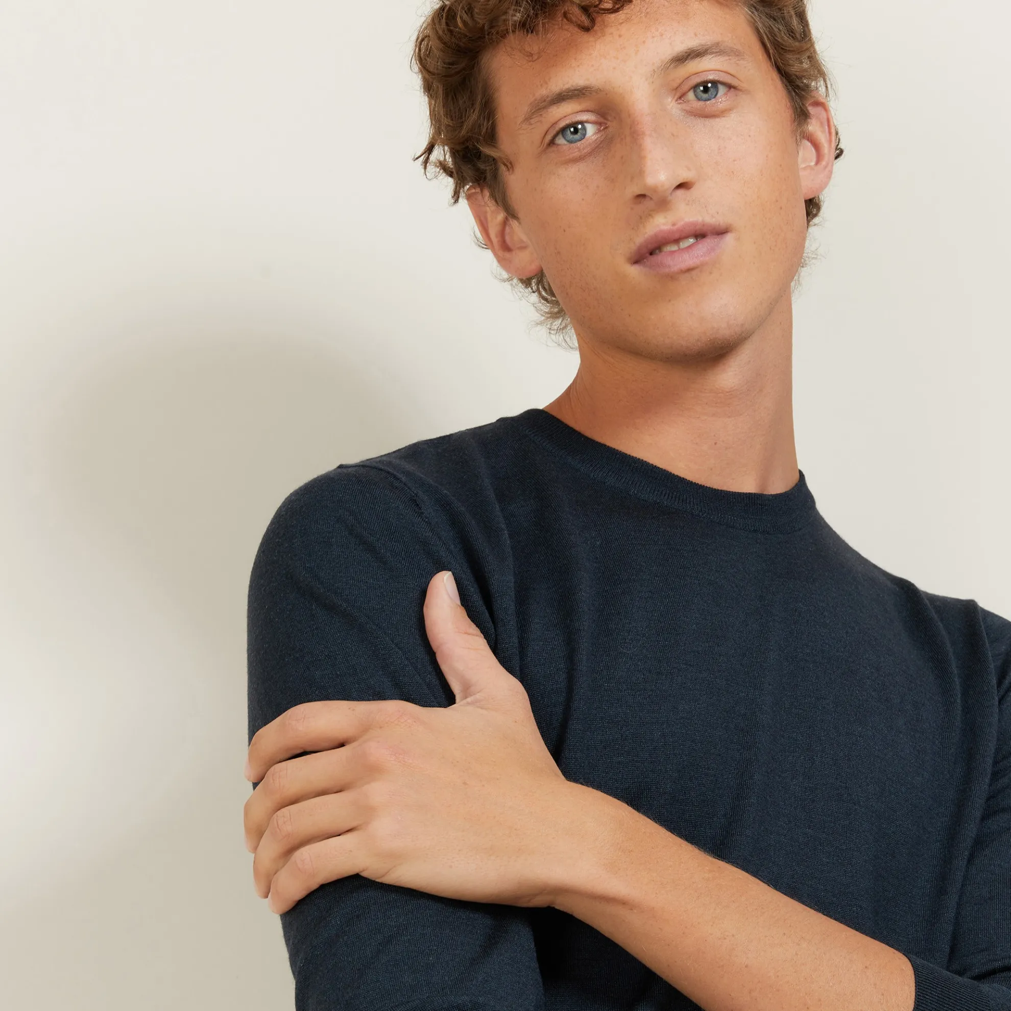 Maison Montagut Pull Col Rond En Laine Et Soie - Barsam>Homme Pulls