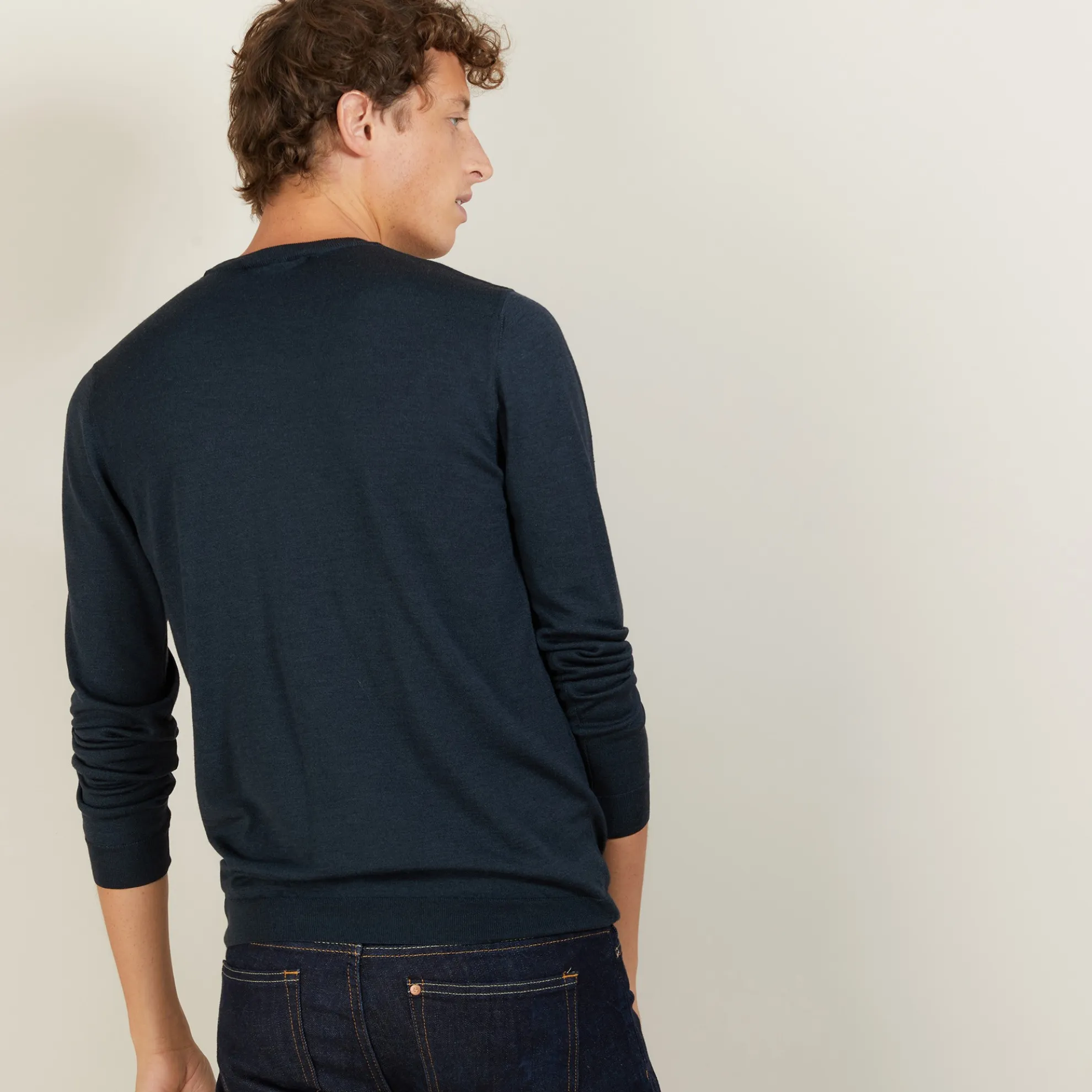 Maison Montagut Pull Col Rond En Laine Et Soie - Barsam>Homme Pulls