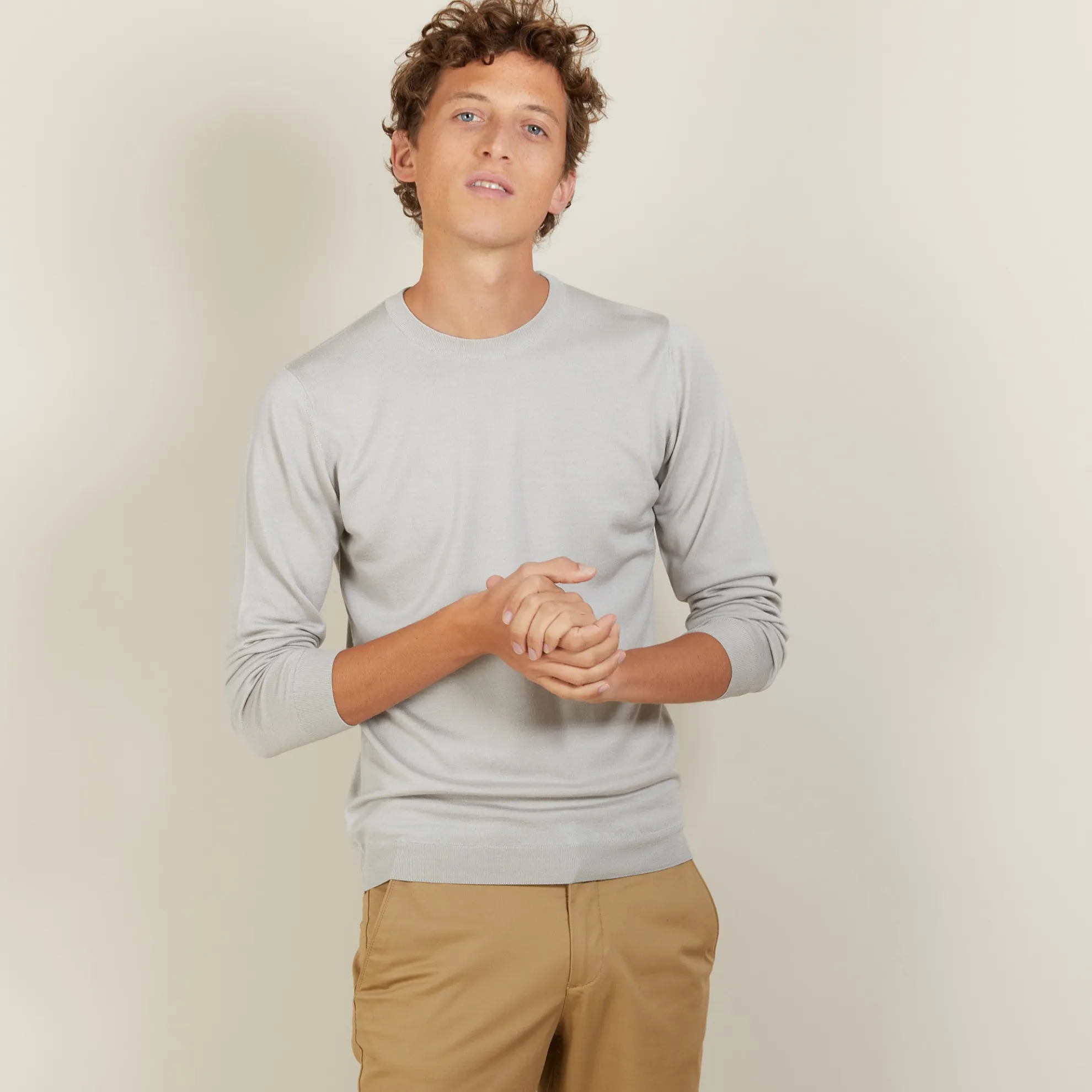 Maison Montagut Pull Col Rond En Laine Et Soie - Barsam>Homme Pulls