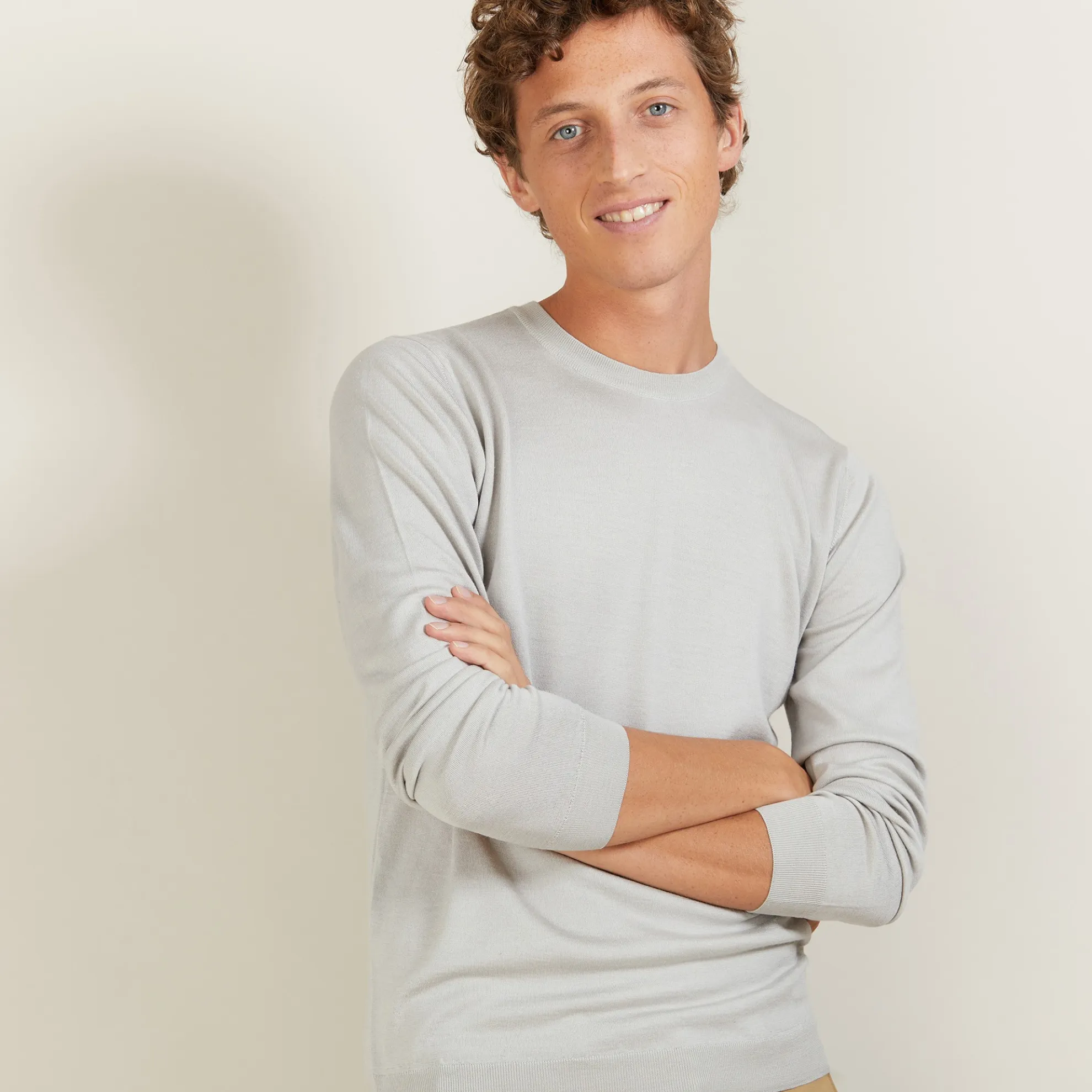 Maison Montagut Pull Col Rond En Laine Et Soie - Barsam>Homme Pulls