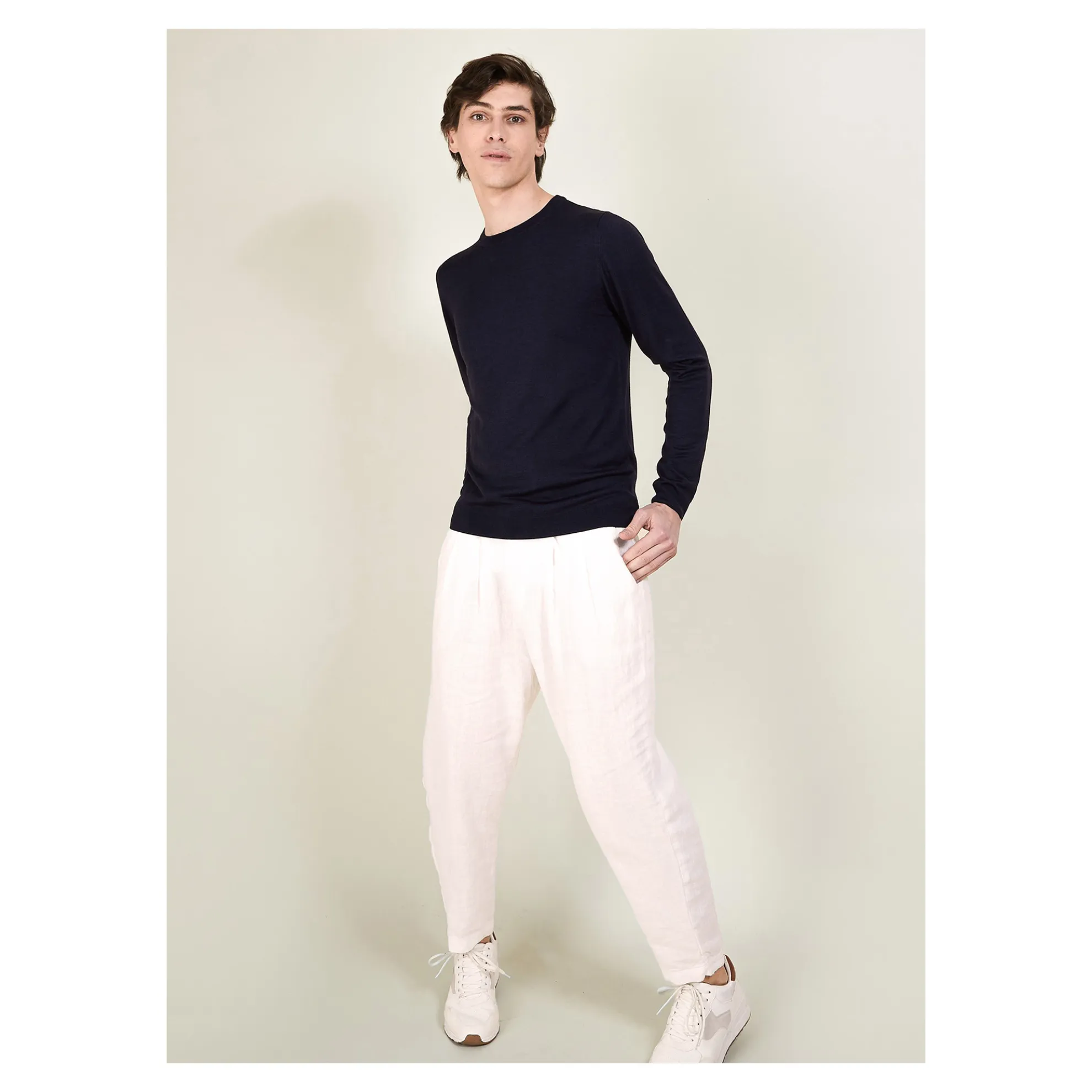Maison Montagut Pull Col Rond En Laine Et Soie - Barsam>Homme Pulls