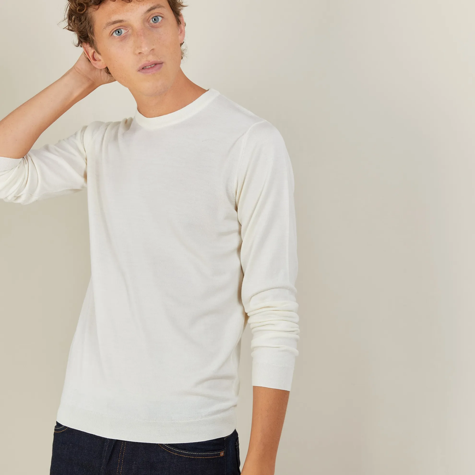 Maison Montagut Pull Col Rond En Laine Et Soie - Barsam>Homme Pulls