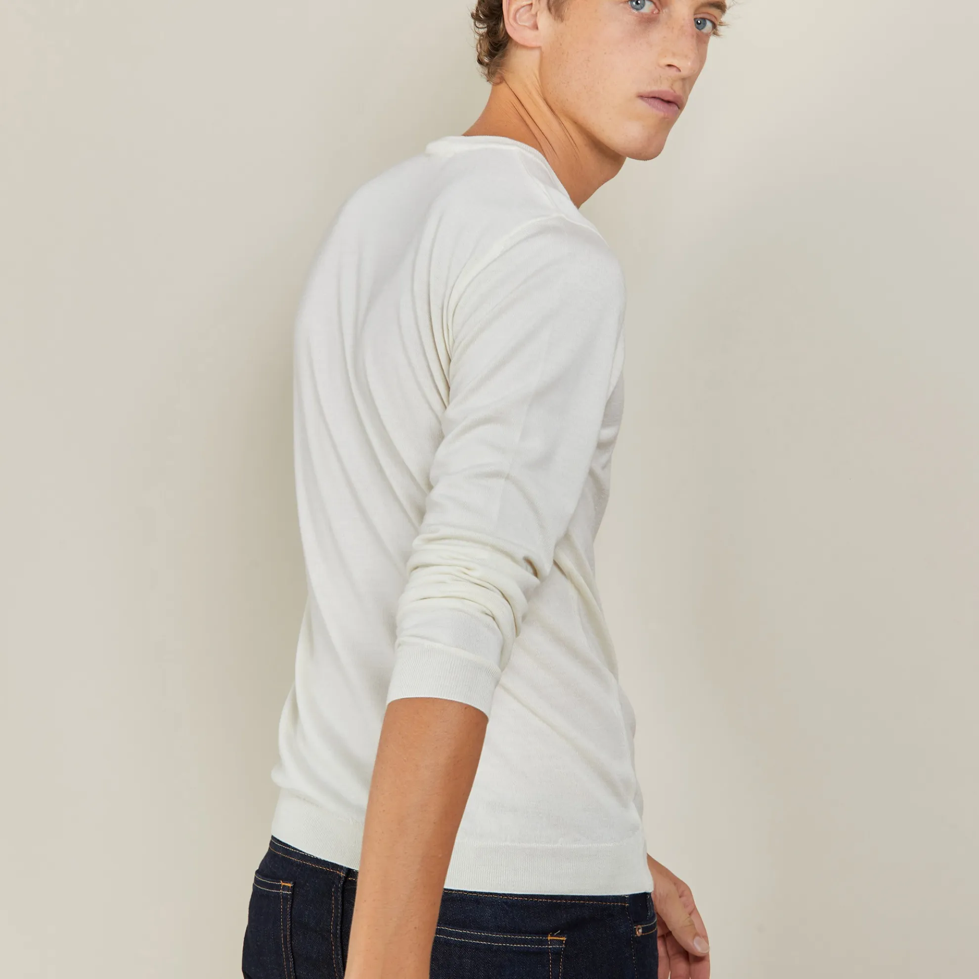Maison Montagut Pull Col Rond En Laine Et Soie - Barsam>Homme Pulls