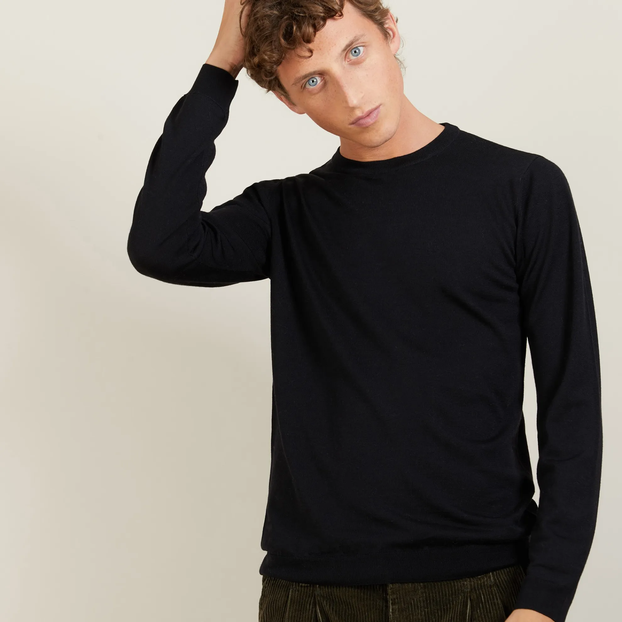 Maison Montagut Pull Col Rond En Laine Et Soie - Barsam>Homme Pulls