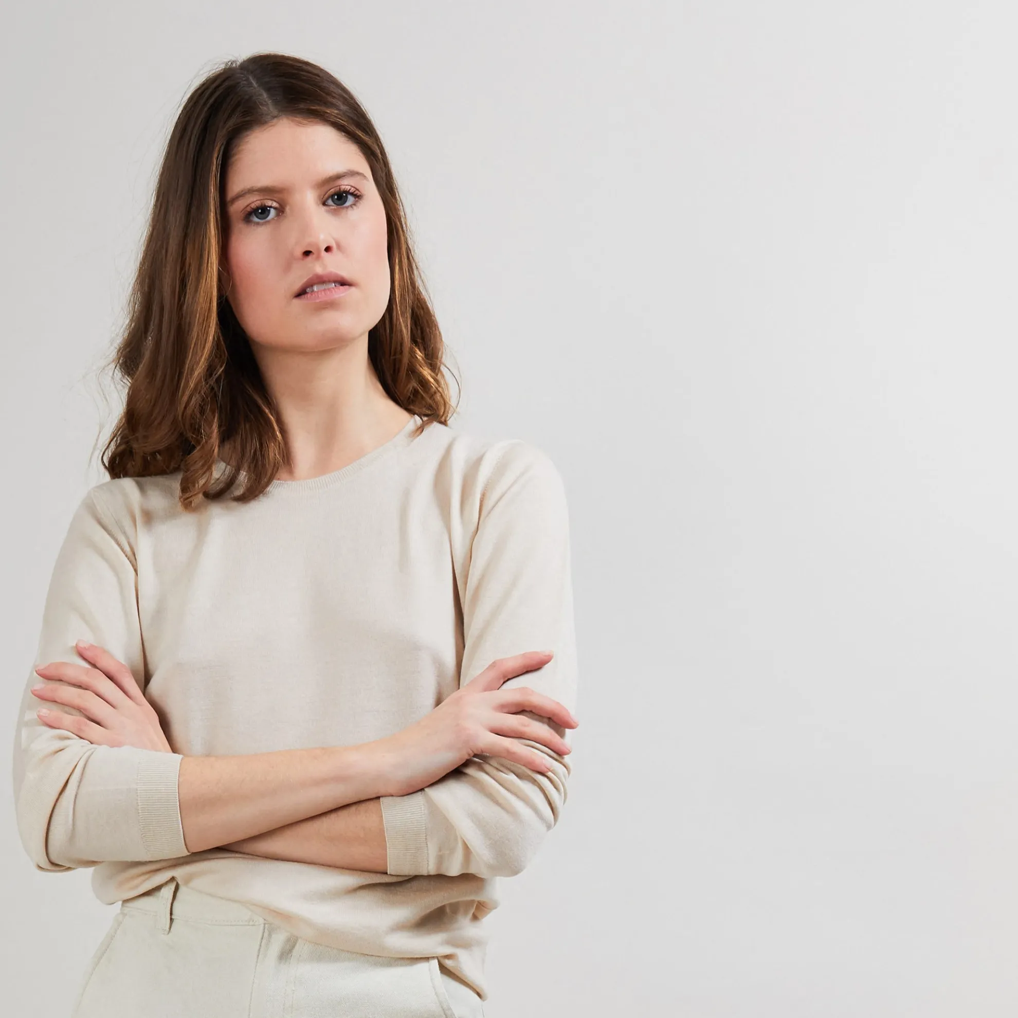 Maison Montagut Pull Col Rond En Laine Merinos - Balneo>Femme Pulls