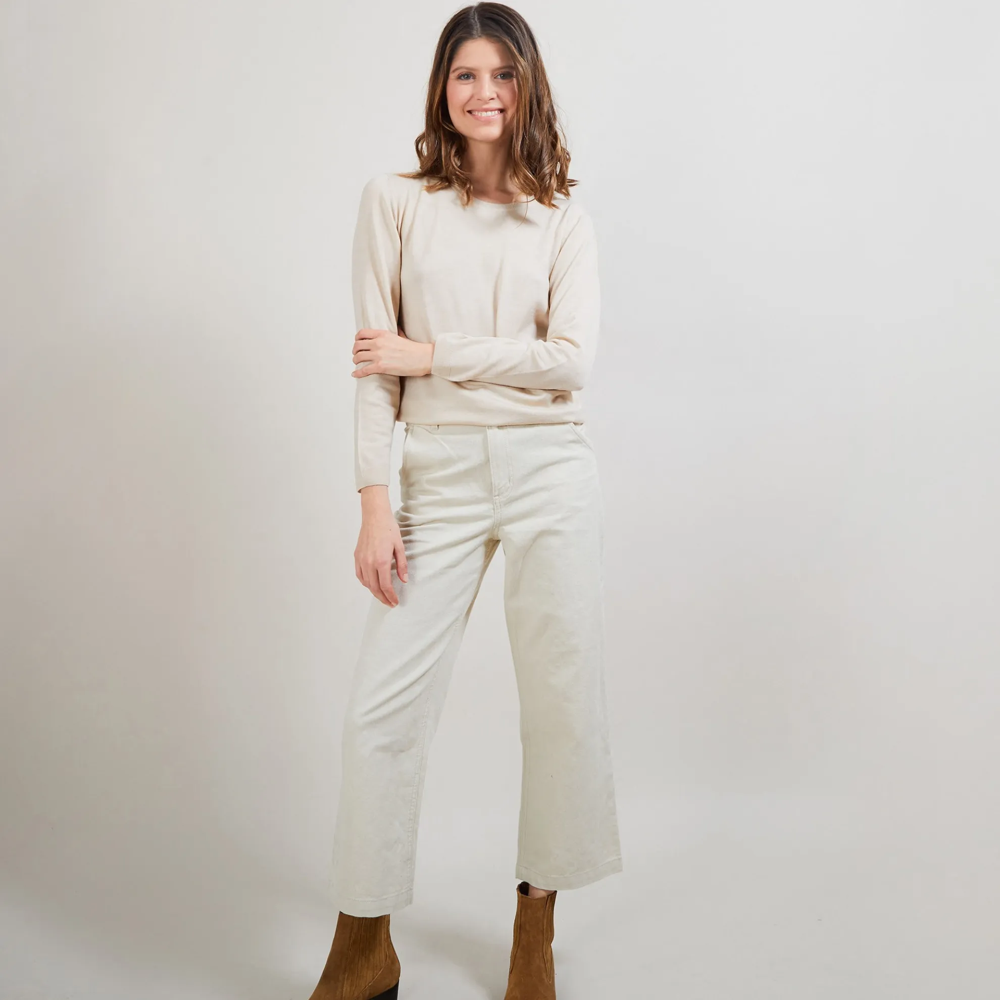 Maison Montagut Pull Col Rond En Laine Merinos - Balneo>Femme Pulls