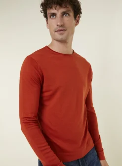 Maison Montagut Pull Col Rond En Laine Merinos Finitions Roulotees - Rythme><noscript><img width=