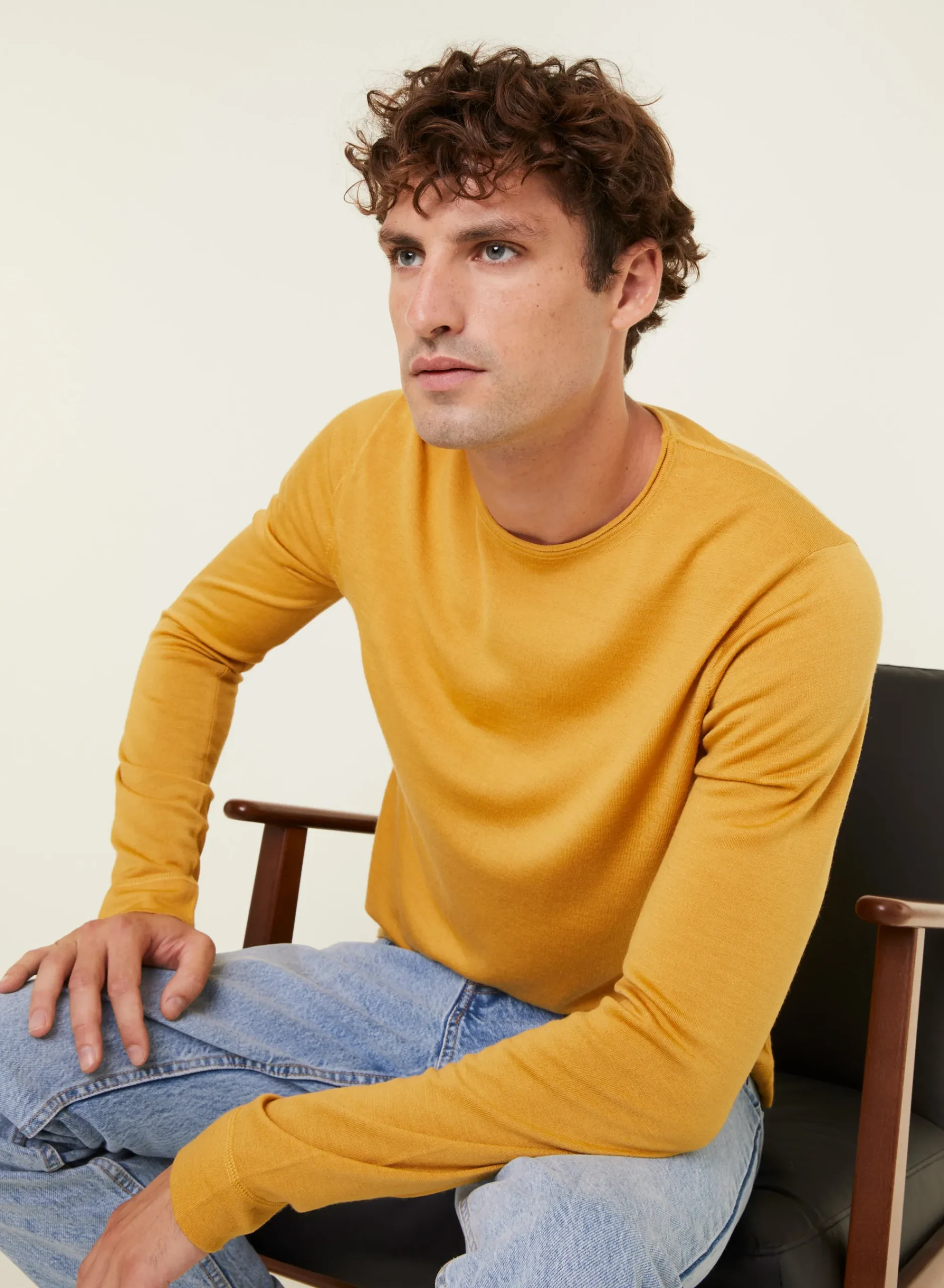 Maison Montagut Pull Col Rond En Laine Merinos Finitions Roulotees - Rythme>Homme Pulls