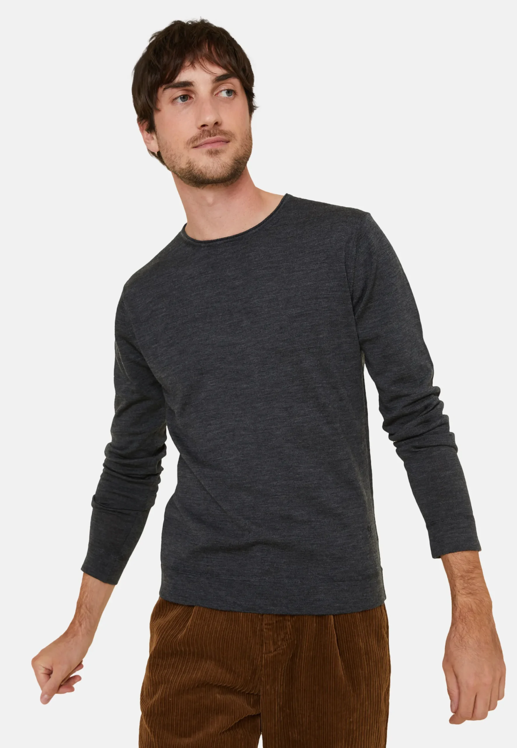Maison Montagut Pull Col Rond En Laine Merinos Finitions Roulotees - Rythme>Homme Pulls