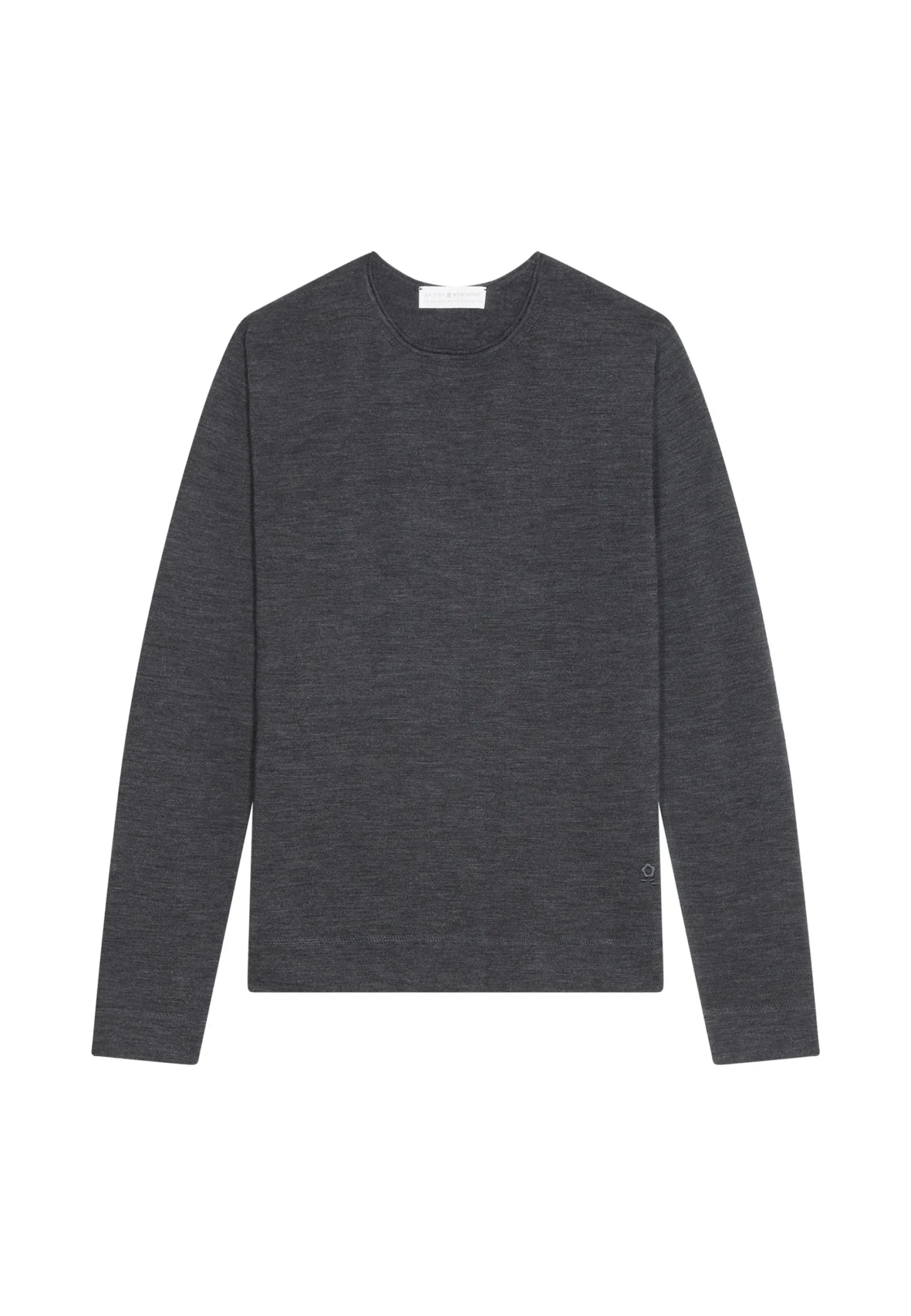 Maison Montagut Pull Col Rond En Laine Merinos Finitions Roulotees - Rythme>Homme Pulls
