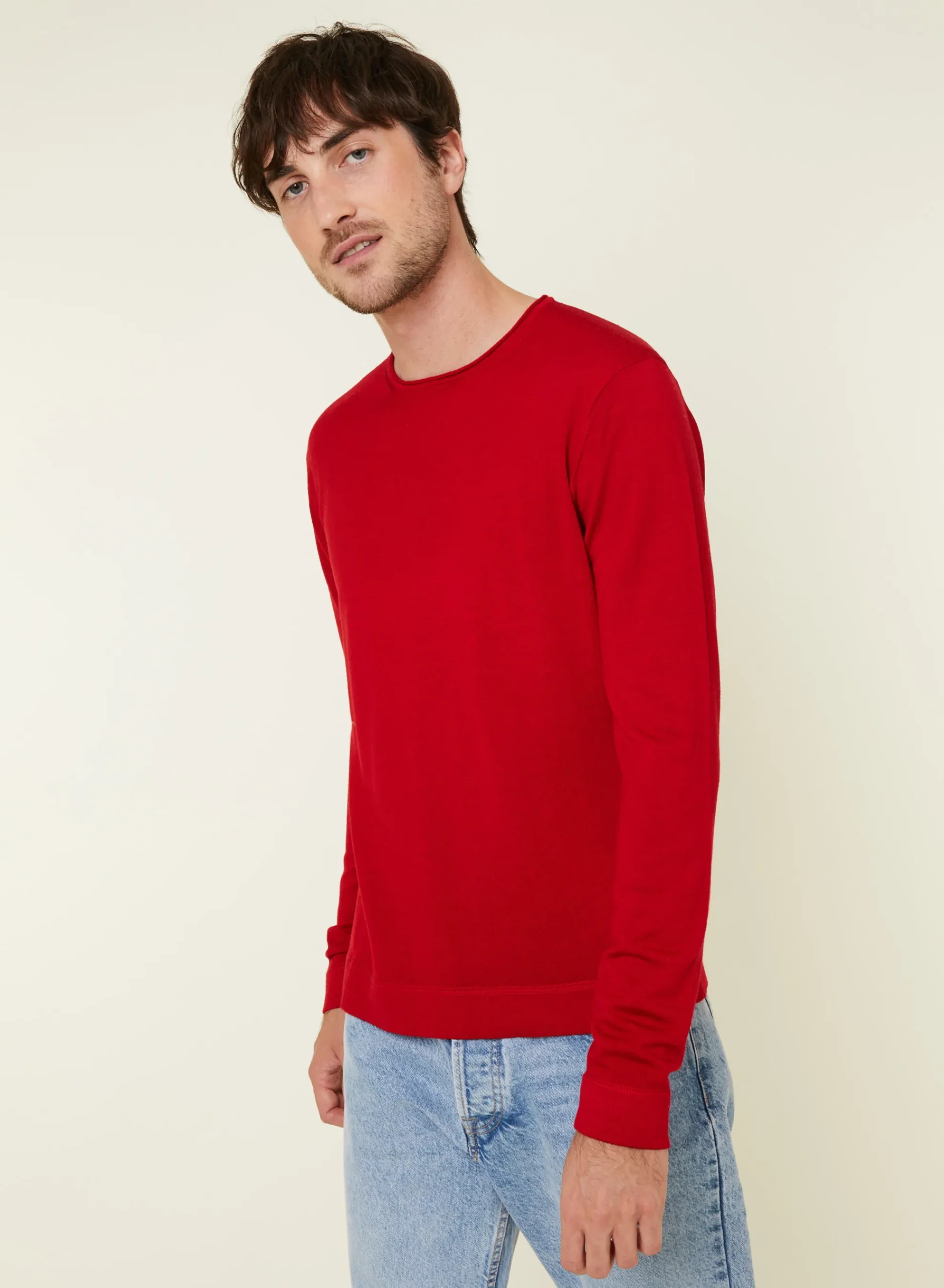 Maison Montagut Pull Col Rond En Laine Merinos Finitions Roulotees - Rythme>Homme Pulls