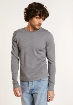 Maison Montagut Pull Col Rond En Laine Merinos Finitions Roulotees - Rythme><noscript><img width=