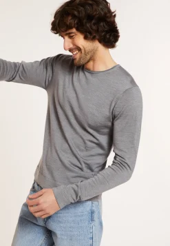 Maison Montagut Pull Col Rond En Laine Merinos Finitions Roulotees - Rythme><noscript><img width=