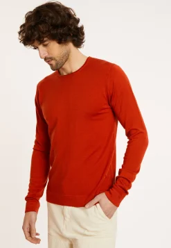 Maison Montagut Pull Col Rond En Laine Merinos Finitions Roulotees - Rythme><noscript><img width=