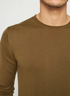 Maison Montagut Pull Col Rond En Laine Merinos Finitions Roulotees - Rythme><noscript><img width=