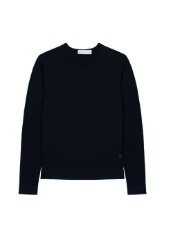 Maison Montagut Pull Col Rond En Laine Merinos Finitions Roulotees - Rythme><noscript><img width=