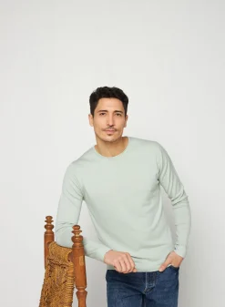 Maison Montagut Pull Col Rond En Laine Merinos Finitions Roulotees - Rythme><noscript><img width=