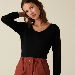 Maison Montagut Pull Col Rond En Laine Merinos Maille Fine - Altesa><noscript><img width=