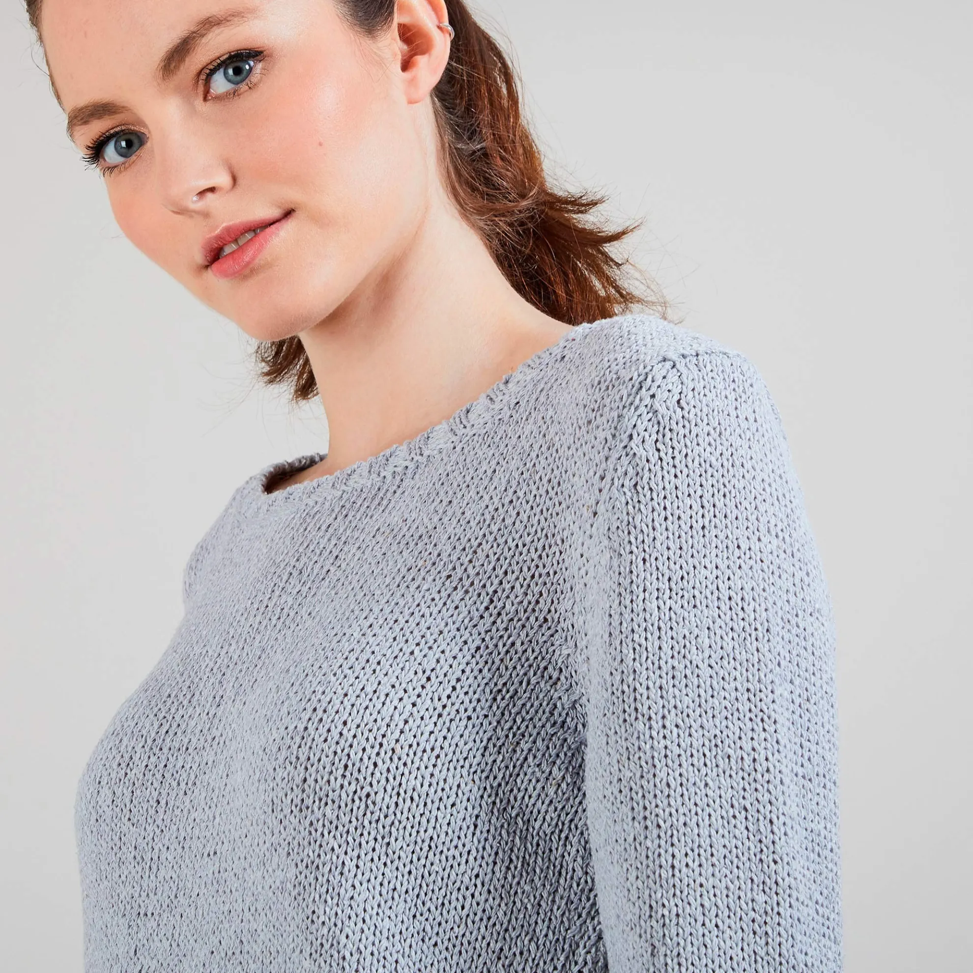 Maison Montagut Pull Col Rond En Soie Coton Et Laine - Benji>Femme Pulls