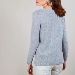 Maison Montagut Pull Col Rond En Soie Coton Et Laine - Benji><noscript><img width=