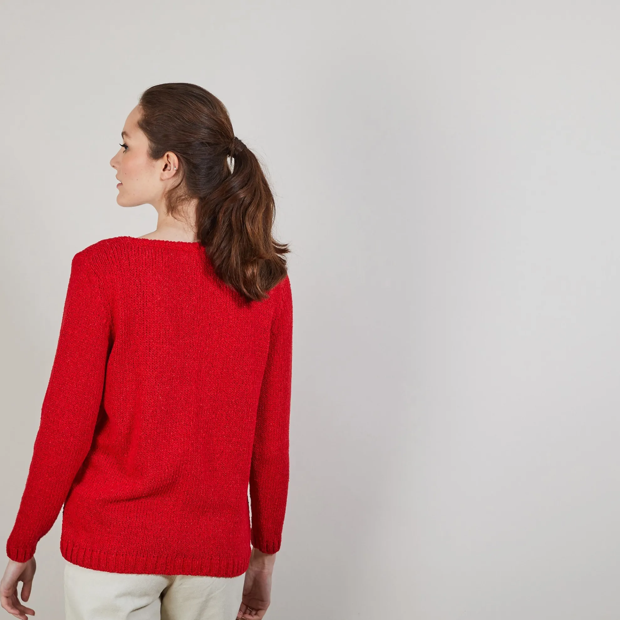 Maison Montagut Pull Col Rond En Soie Coton Et Laine - Benji>Femme Pulls