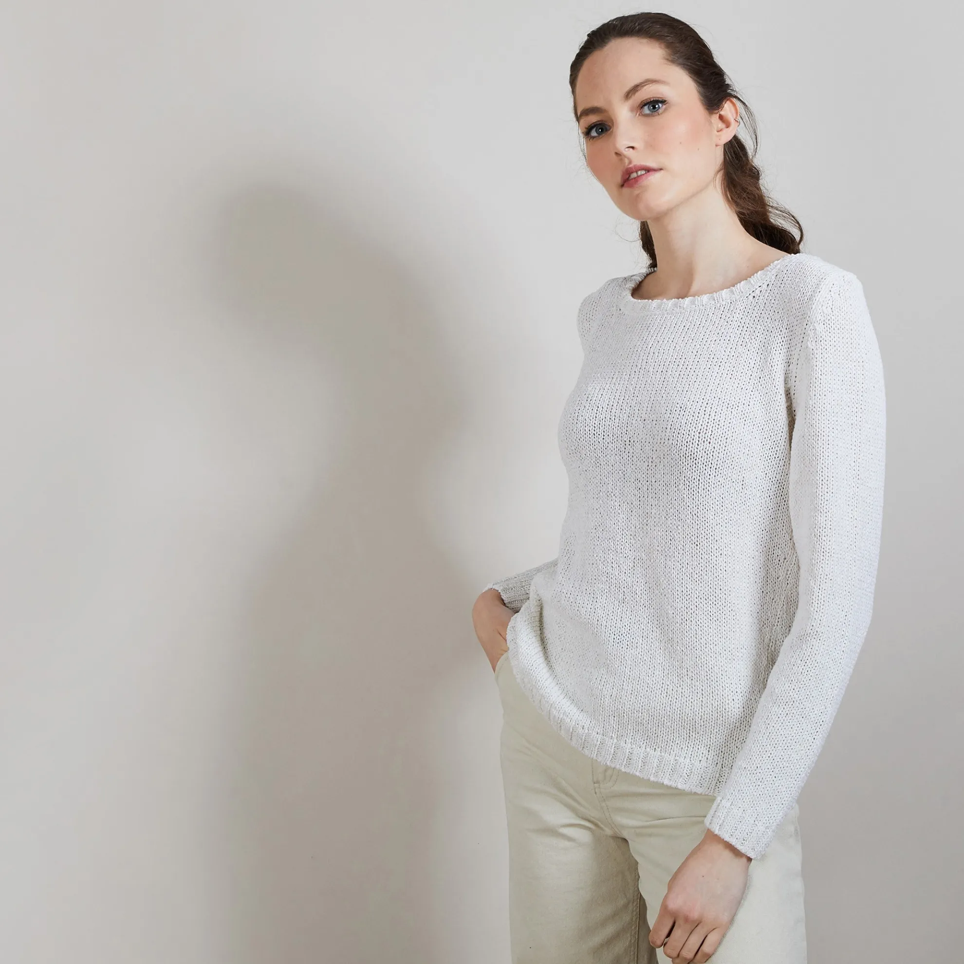 Maison Montagut Pull Col Rond En Soie Coton Et Laine - Benji>Femme Pulls