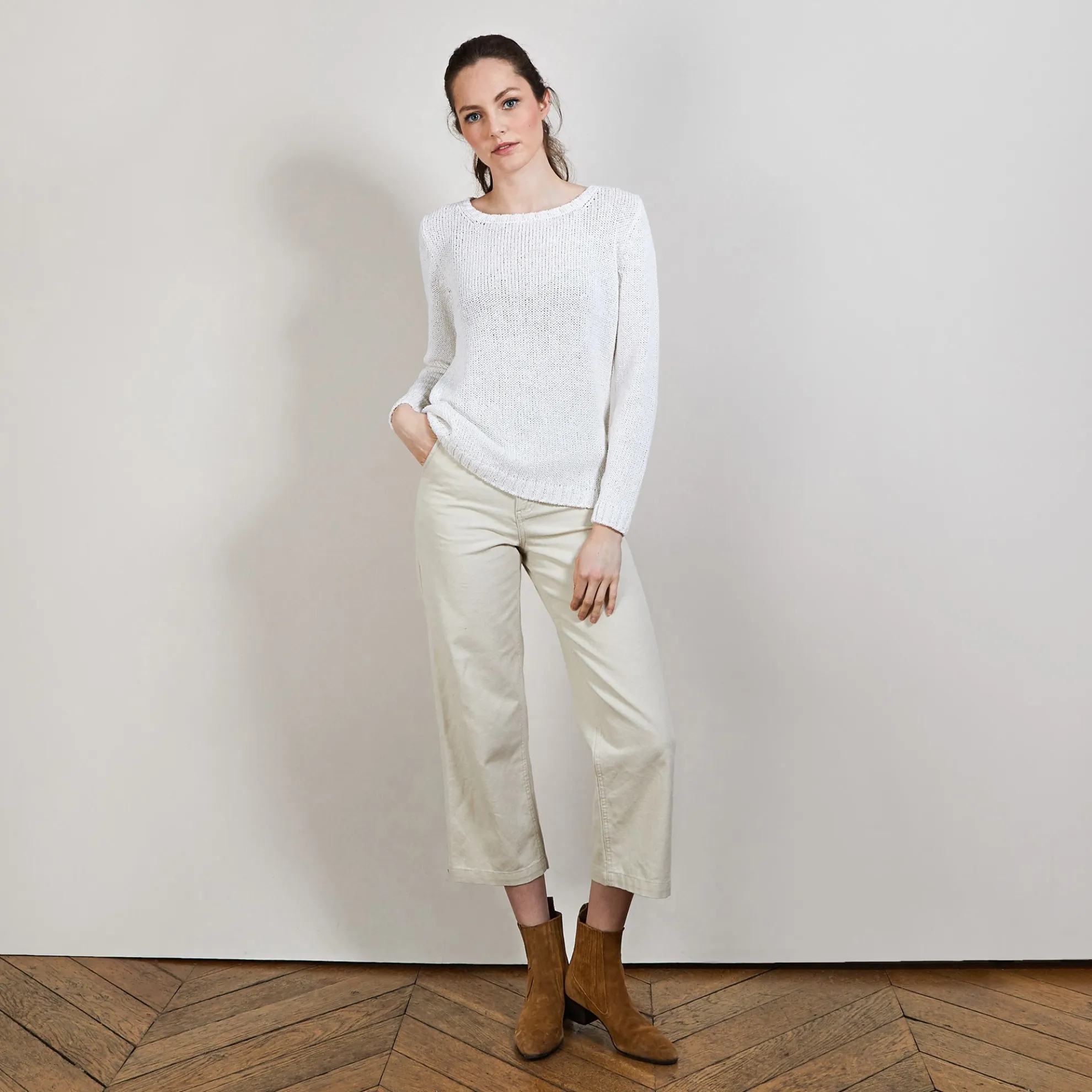 Maison Montagut Pull Col Rond En Soie Coton Et Laine - Benji>Femme Pulls