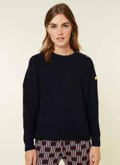 Maison Montagut Pull Col Rond Epaule Boutonnee En Laine Merinos - Gao><noscript><img width=