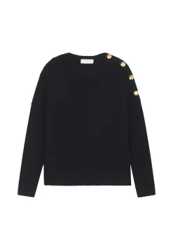 Maison Montagut Pull Col Rond Epaule Boutonnee En Laine Merinos - Gao><noscript><img width=