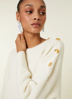 Maison Montagut Pull Col Rond Epaule Boutonnee En Laine Merinos - Gao><noscript><img width=